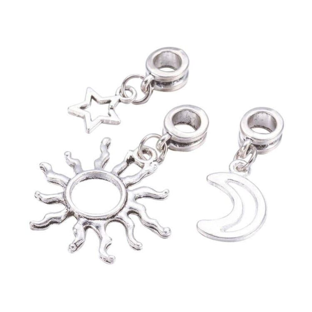 1243 50 Pcs Random Styles Antique Silver Sun Moon Star Alloy Charms Vintage